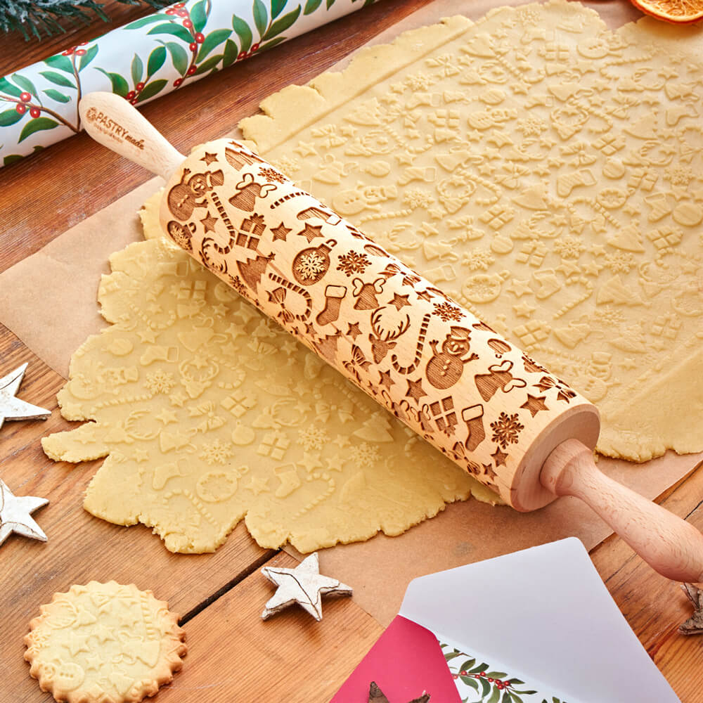 Embossed Cookie Rolling Pin with Amazing Designs