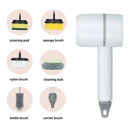 Easy Scrub Gun with 6 Brush Heads